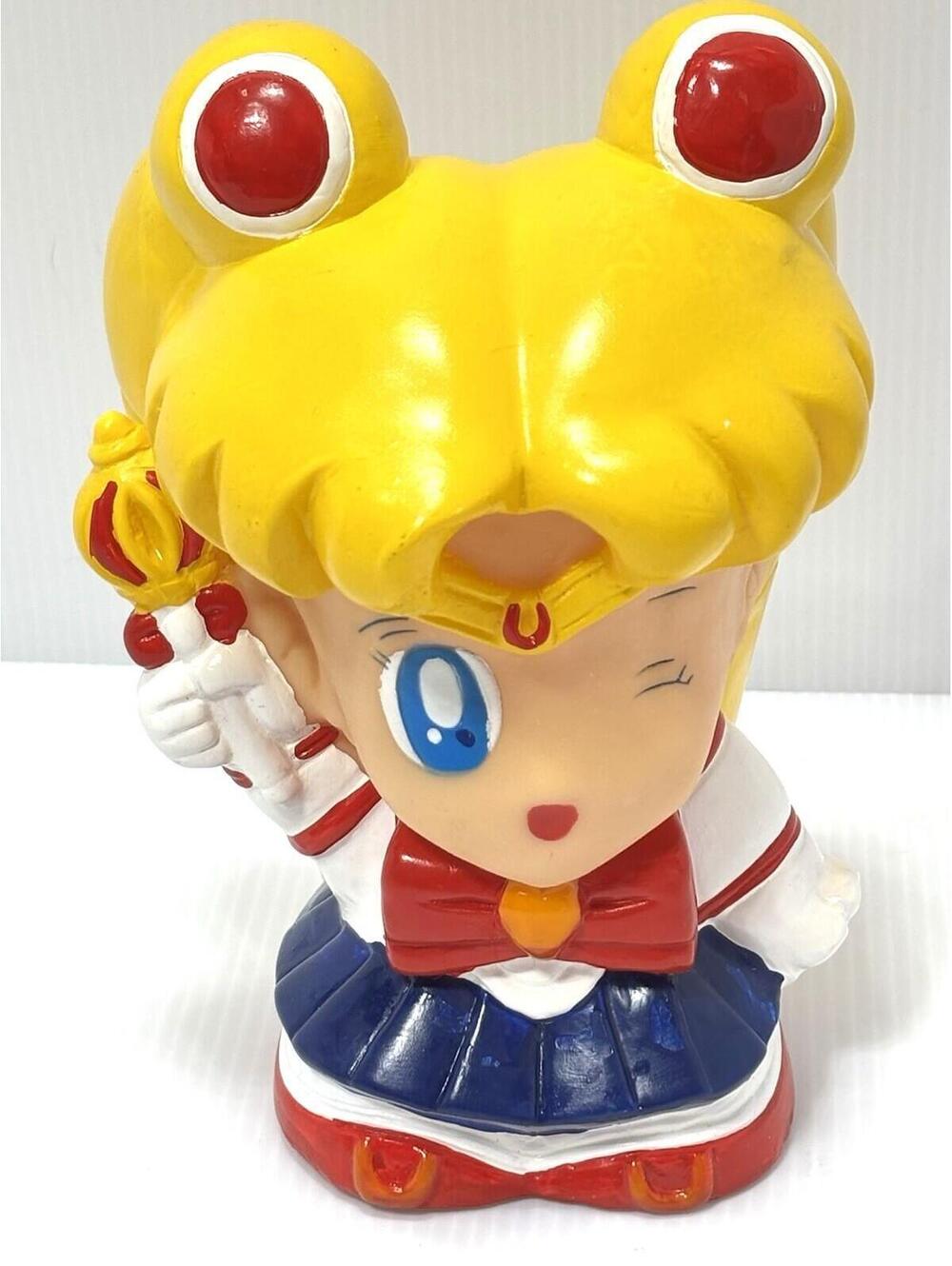 Vintage Sailor Moon Piggy Bank Coin Bank Bandai 1990s Anime Collectible GUC